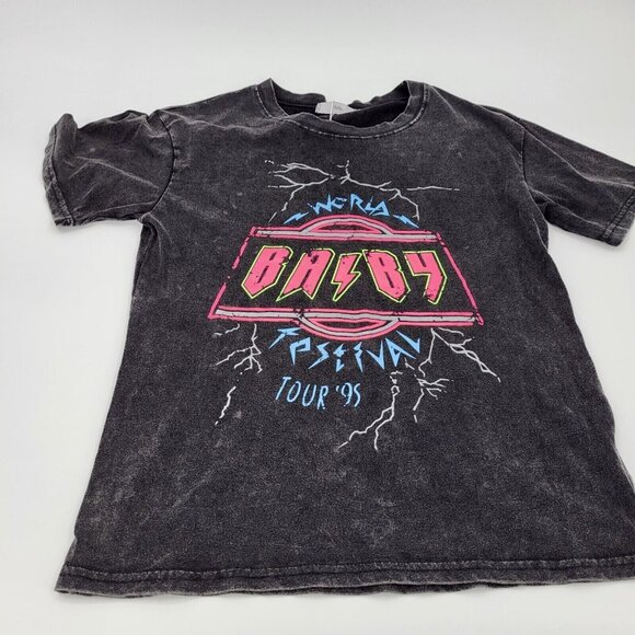 Graphic T-Shirt Baby Band Size Small Grey Tee Washed Replica 1995 Retro - Picture 4 of 5